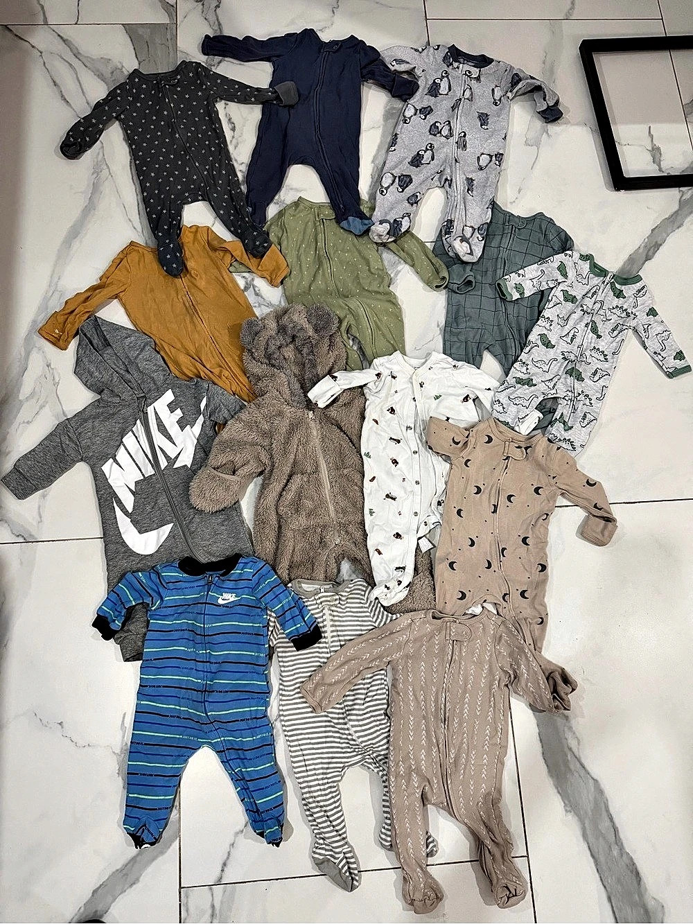 3–6M Baby Boy Winter Play n Sleep PJ Lot – Ralph Lauren, Nike, Carter’s + Bear